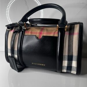 Burberry Haymarket Check Leather Bowling Satchel Bag (Vintage)